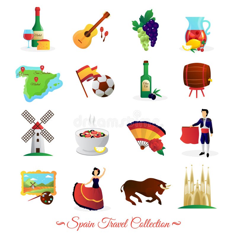 Spain For Travelers Cultural Symbols Set