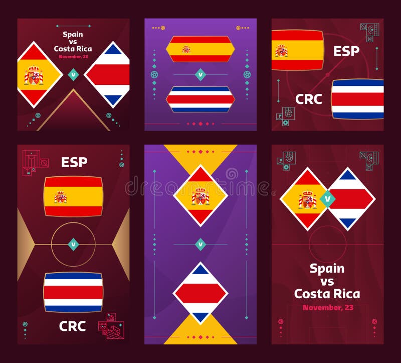 Spain Vs Costa Rica Match. World Football 2022 Vertical and Square 