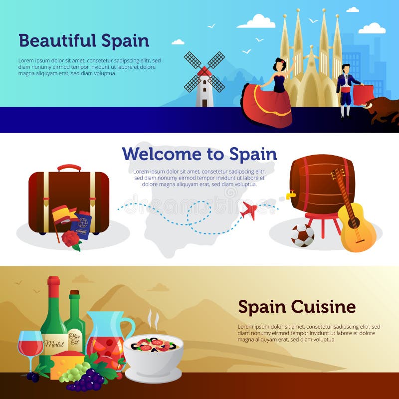 Spain Welcome Travelers Banners Set