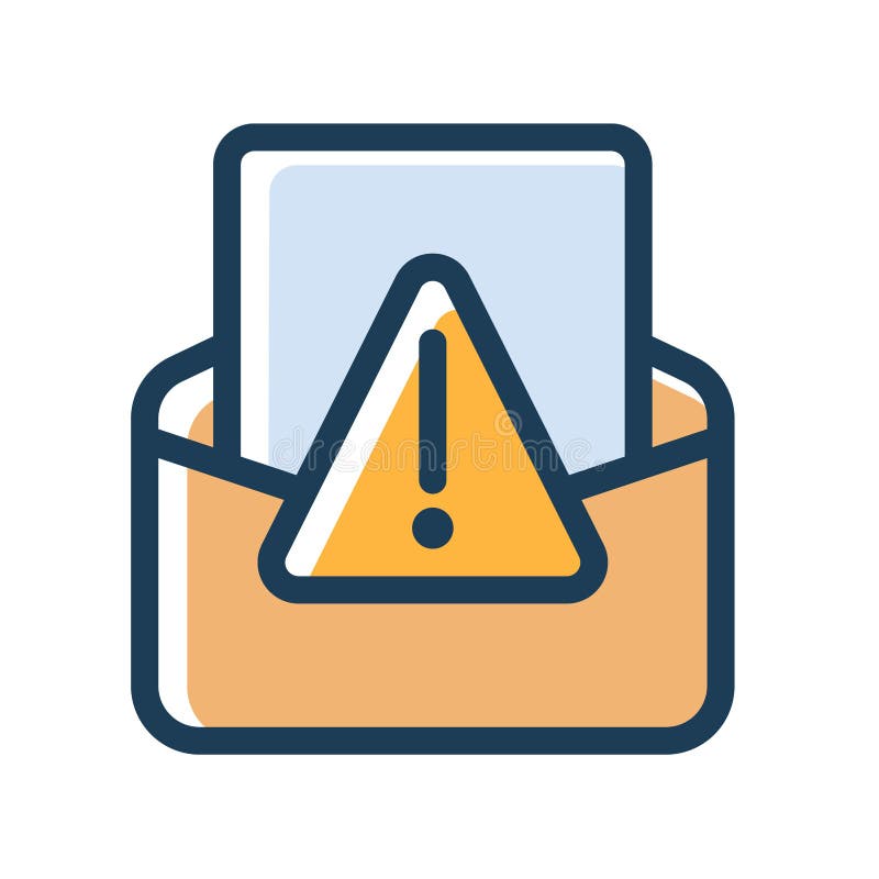 Spam alert email warning single isolated icon with dash or dashed line style vector illustration