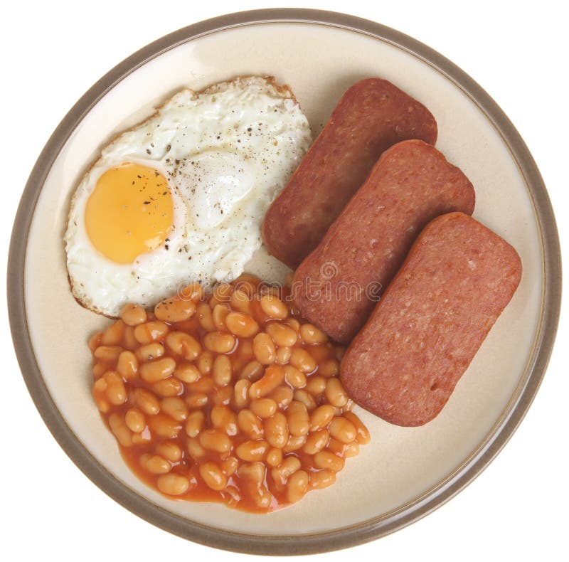 Spam, Egg and Beans stock image. Image of isolated, basic 33620469