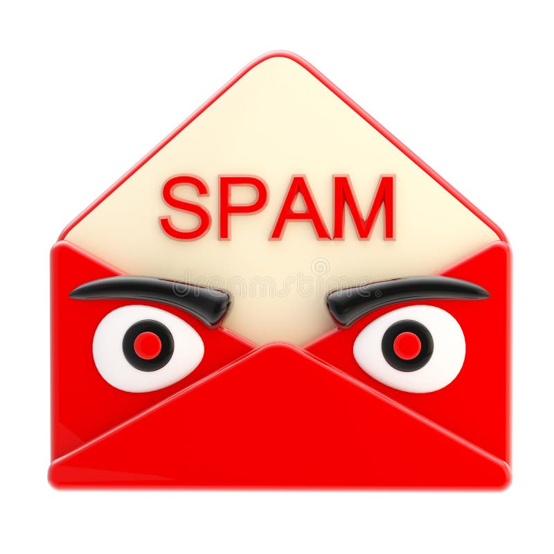 Spam letter emblem as an angry red face envelope