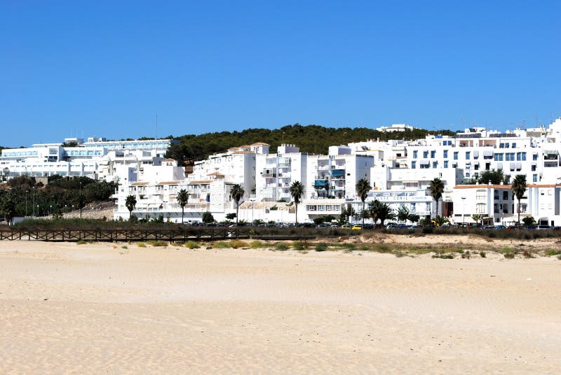 Beach and White Town, Conil De La Frontera. Editorial Image