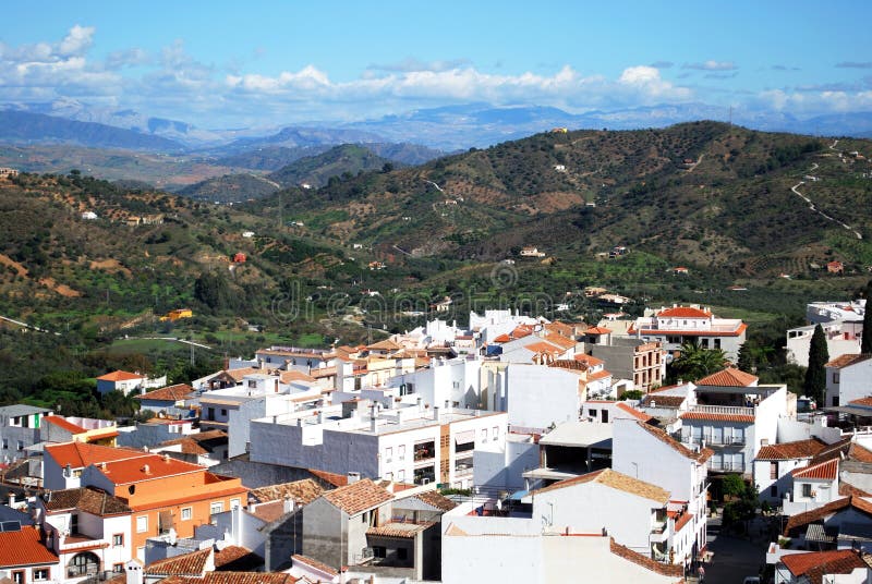 White Town And Mountains Monda Spain Editorial Image Image Of