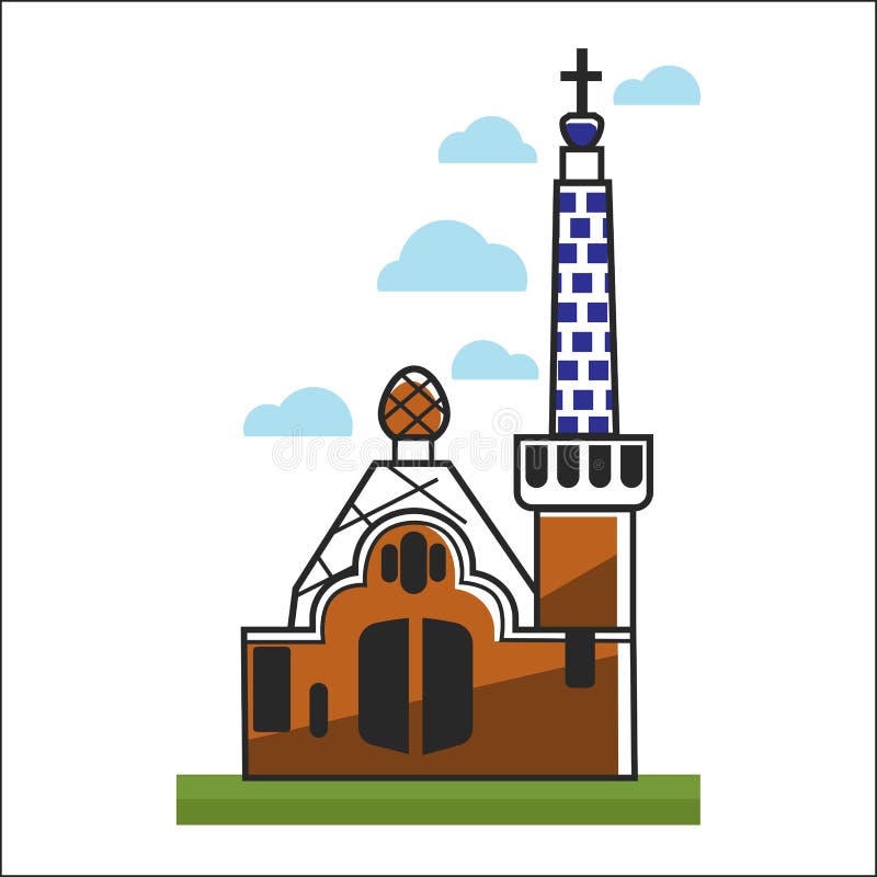 Spanien kyrka med stora portar och det höga tornet royaltyfri illustrationer Spanien kyrka med stora portar och det höga tornet royaltyfri illustrationer