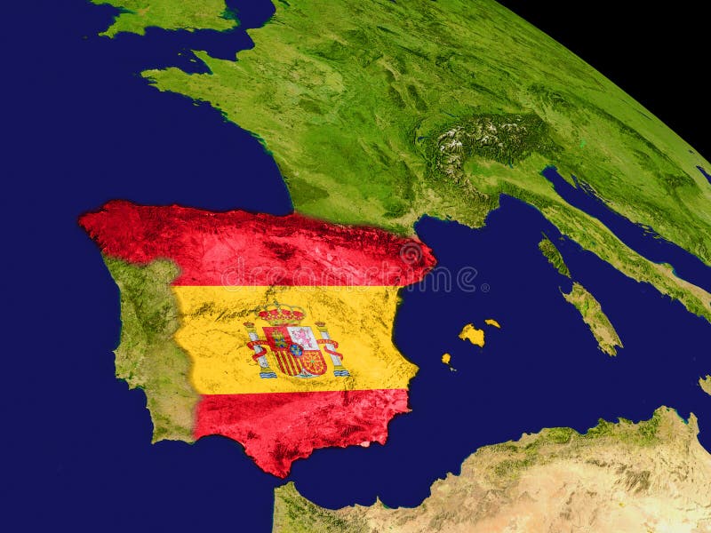 Spanien med flaggan på jord royaltyfri illustrationer Spanien med flaggan på jord royaltyfri illustrationer