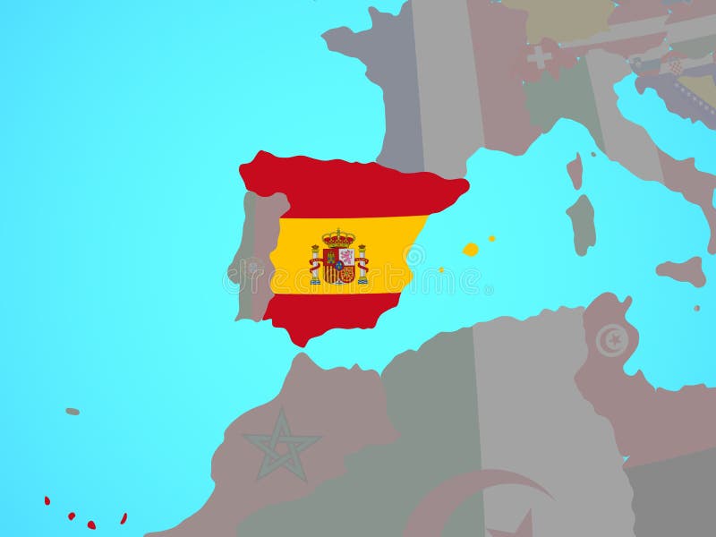 Spanien med flaggan på översikt vektor illustrationer Spanien med flaggan på översikt vektor illustrationer