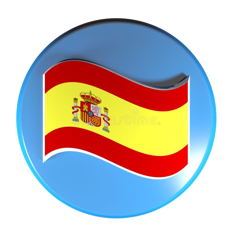 Spanische Flagge des blauen Kreisdruckknopfs - Illustration der Wiedergabe 3D vektor abbildung Spanische Flagge des blauen Kreisdruckknopfs - Illustration der Wiedergabe 3D vektor abbildung