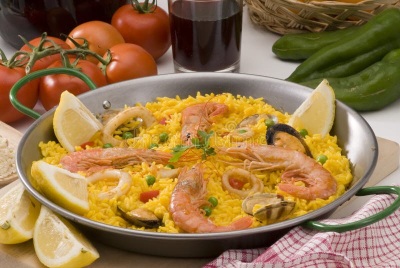 Spanische Küche. Paella. Spanischer Reis. Stockbild - Bild von nahrung ...