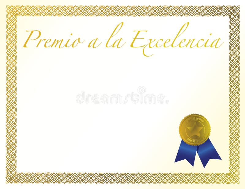 Spanish Award of Excellence with Golden Ribbon. Stock Vector