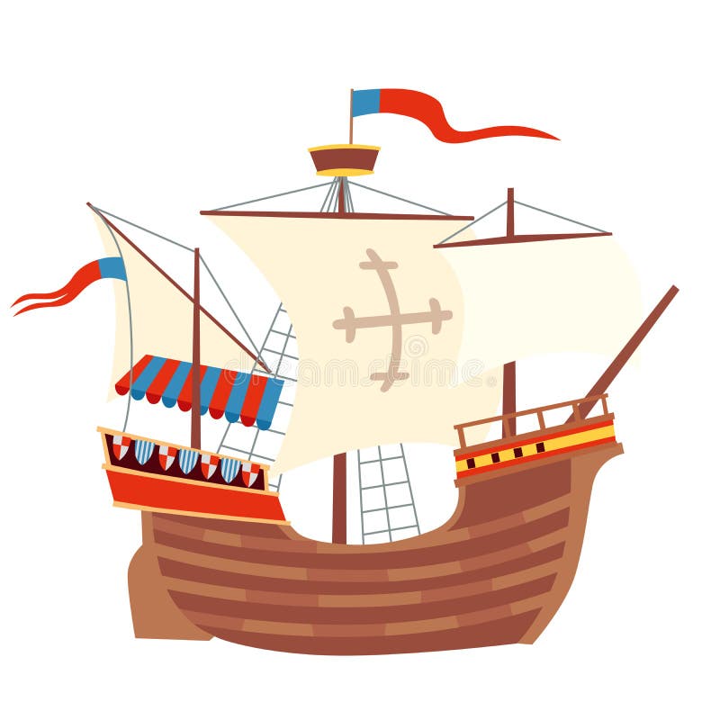 Spanish Caravel. Old Sailing Ship Stock Vector Illustration of vector