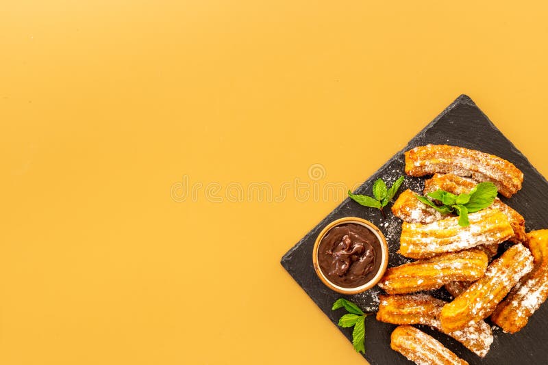 Spanish Churros Waffles with Chocolate and Sugar Stock Image Image of