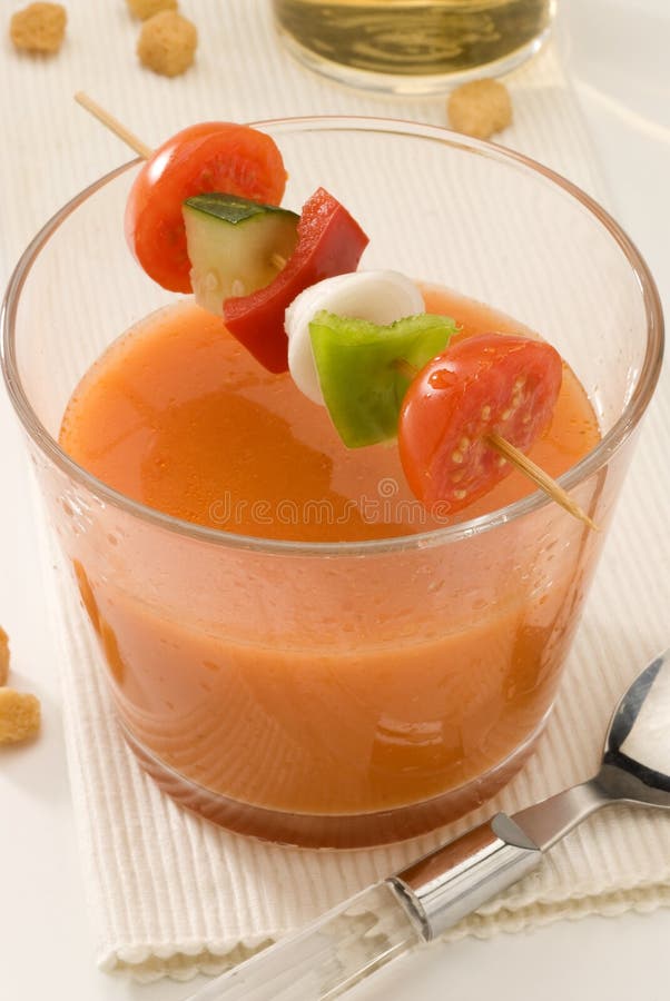 Spanish Cuisine. Gazpacho. Andalusian Cold Soup. Stock Photo Image of