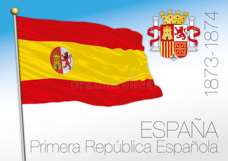 Second Spanish Republic Coat Of Arms Table Flag - 5x8 Inch Spain Republican Desk Flag With Base