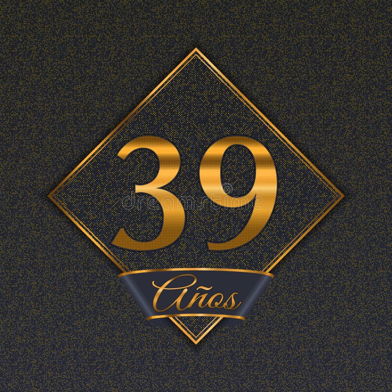 Spanish Golden Number 39 Templates Stock Vector - Illustration of