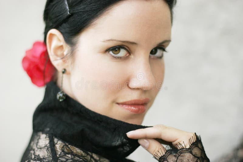 Spanish lady stock photo. Image of hand, natural, makeup 1096022