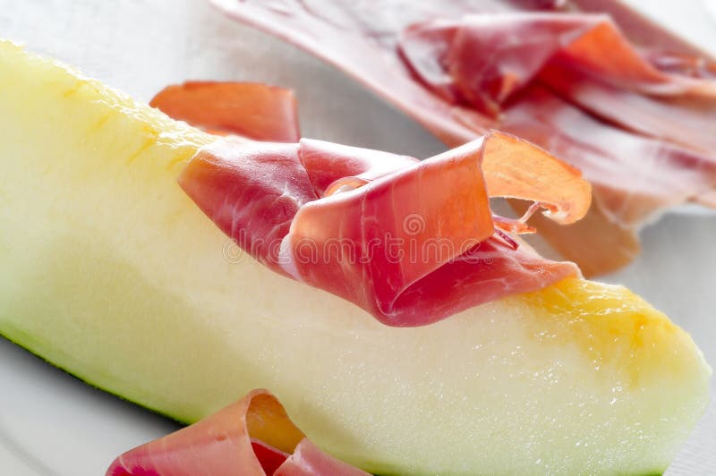 Spanish Melon Con Jamon, Melon with Serrano Ham Stock Photo Image of