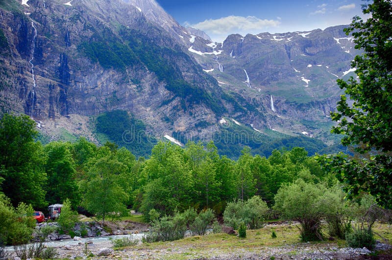 Alpine rill and mountaine forest in the National Park of Ordesa.