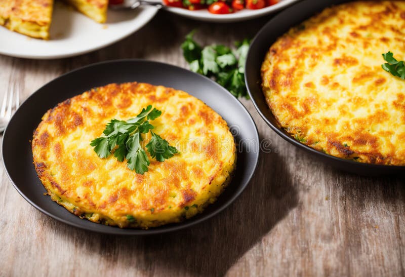 Spanish Omelette with Potatoes and Onion, Typical Spanish Cuisine