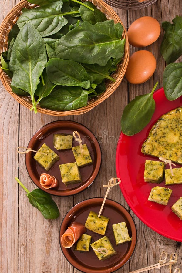 Spanish Omelette with Spinach. Stock Image Image of recipe, potato