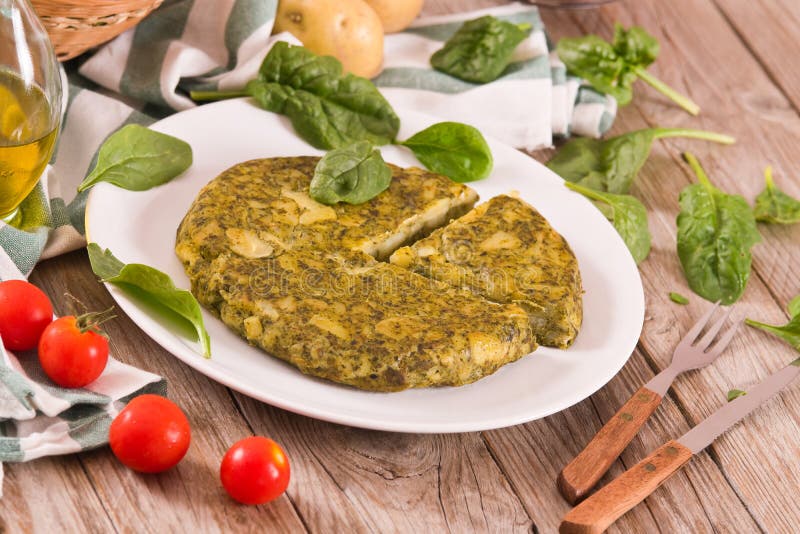 Spanish Omelette with Spinach. Stock Image Image of frittata, cuisine