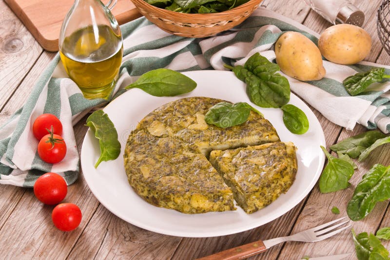 Spanish Omelette with Spinach. Stock Photo Image of chili, appetizer