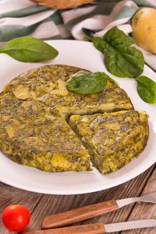 Spanish Omelette with Spinach. Stock Image Image of cuisine, lunch