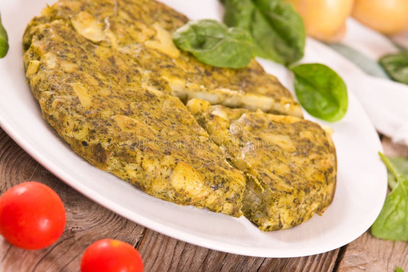 Spanish Omelette with Spinach. Stock Image Image of fresh, lunch