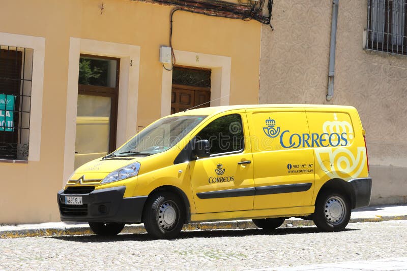 Spanish Post Delivery Van editorial stock photo. Image of