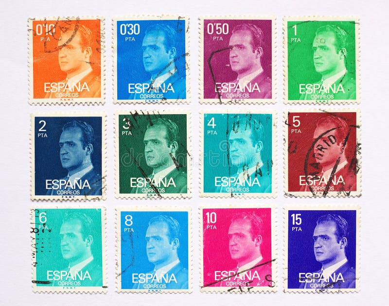 Spanish postage stamps editorial image. Image of color 14337055