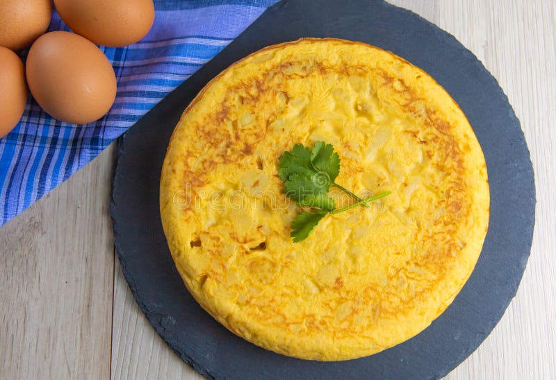 Spanish Potato Omelette Dish with Egg Ready To Eat Stock Photo Image