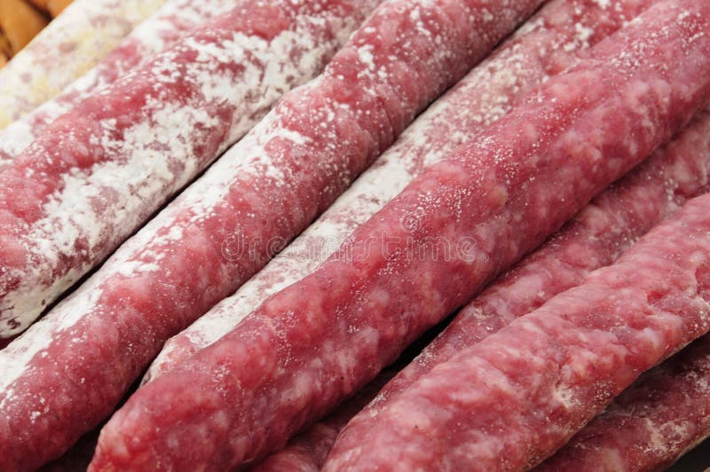 Spanish salami stock photo. Image of menu, pork, pile 14628798