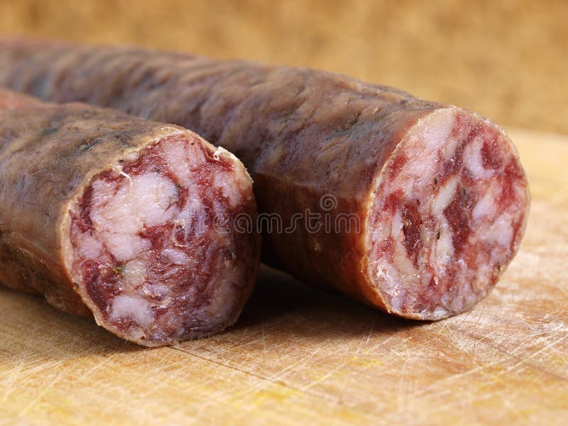 Spanish salami close up stock image. Image of background 28191715