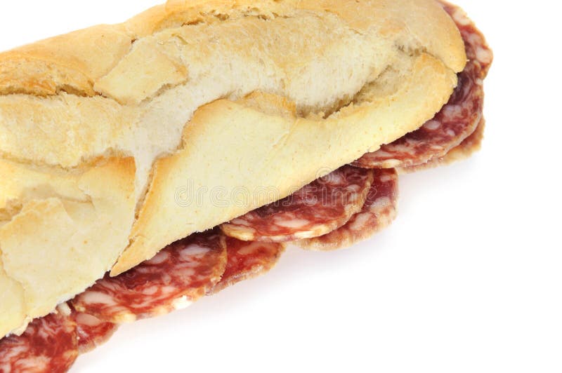 Spanish salami sandwich stock image. Image of meat, food 14470667