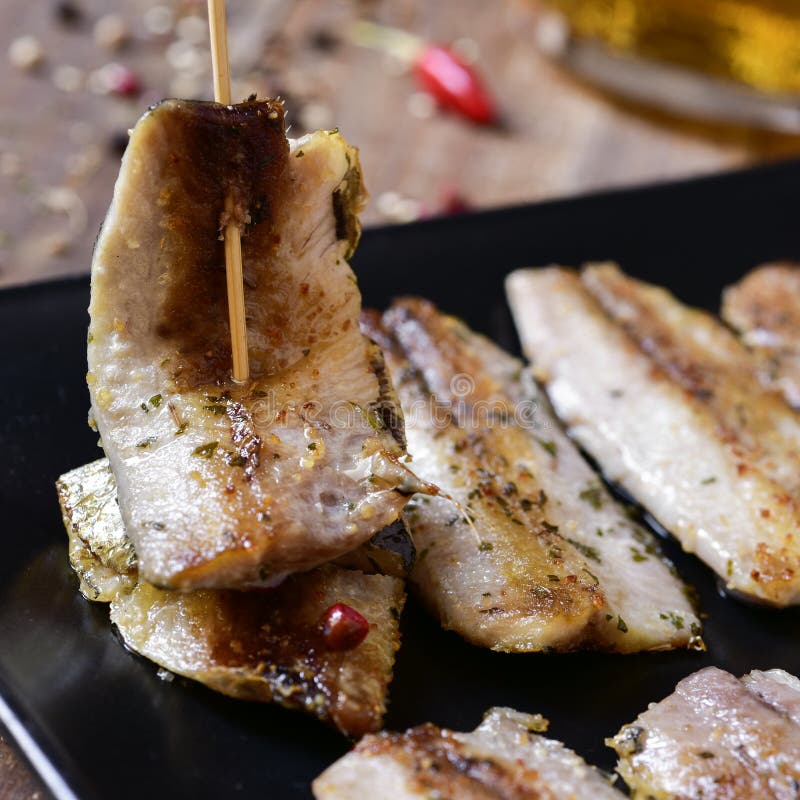 Spanish Sardines Served As Tapas Stock Photo - Image of fillets ...