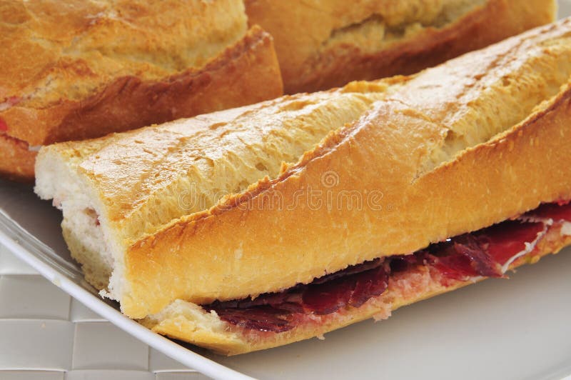Spanish Serrano Ham Sandwich Stock Image Image of menu, pata 32977621