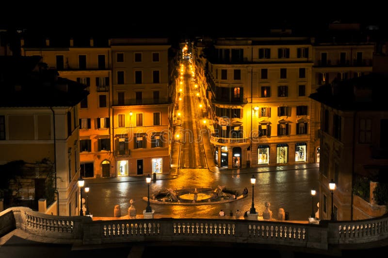 Spanish Square in Rome by Night Stock Photo Image of piazza, place 26370578