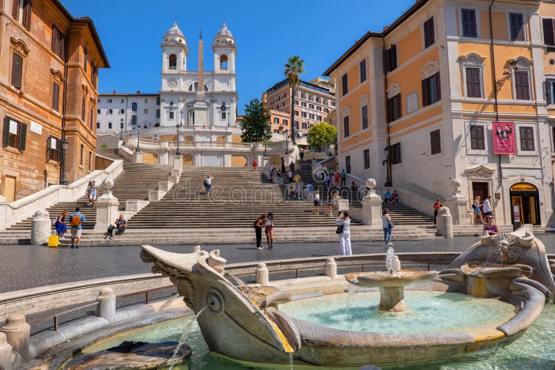 Spanish Steps And Barcaccia Fountain In Rome