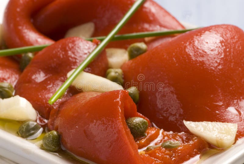 Spanish tapas. Roasted red pepper salad