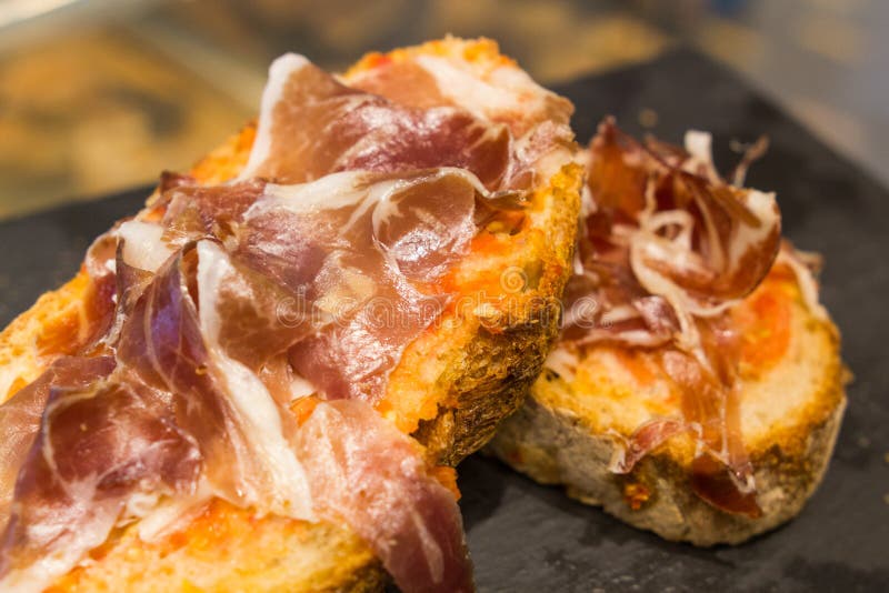Spanish Tapas Sandwich with Ham Jamon Stock Image Image of snack