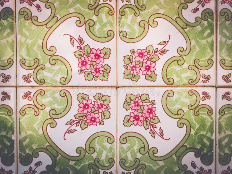 Spanish Tile with Beautiful Floral Patterns Stock Photo Image of
