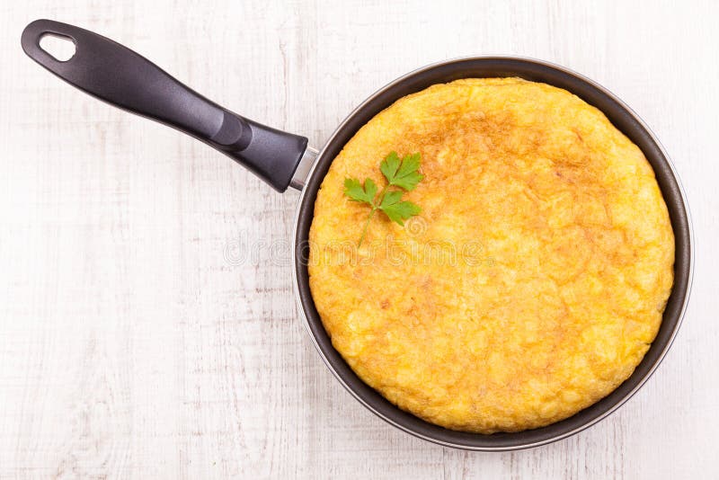 Spanish Tortilla (omelette) in the Frying Pan Stock Image Image of