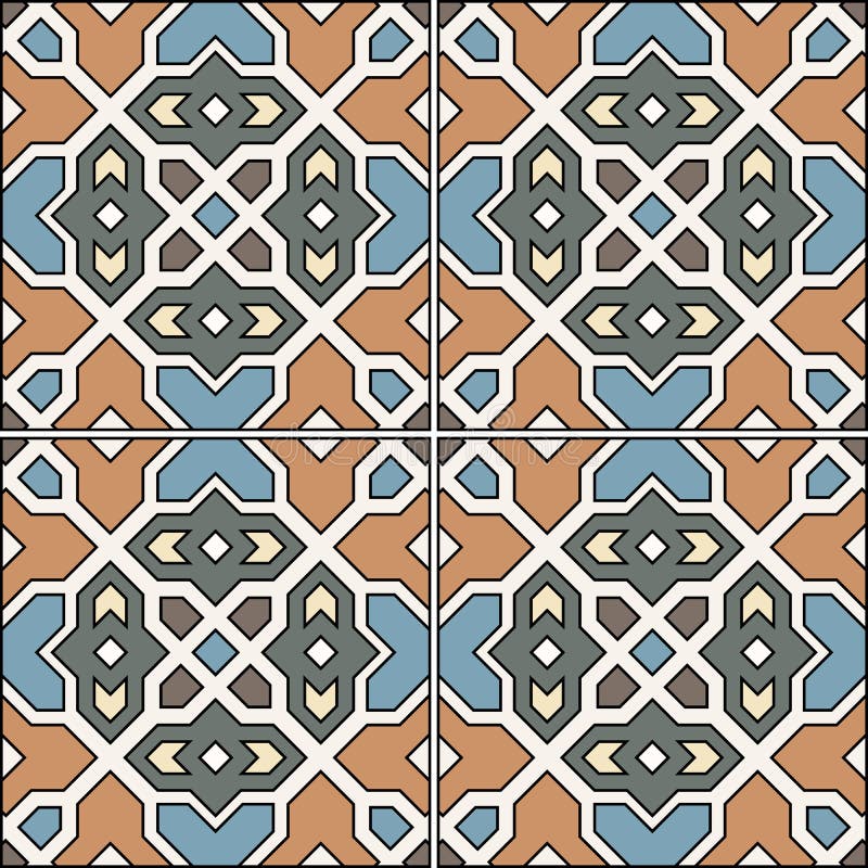 Spanish traditional ornament, Mediterranean seamless pattern, tile design.