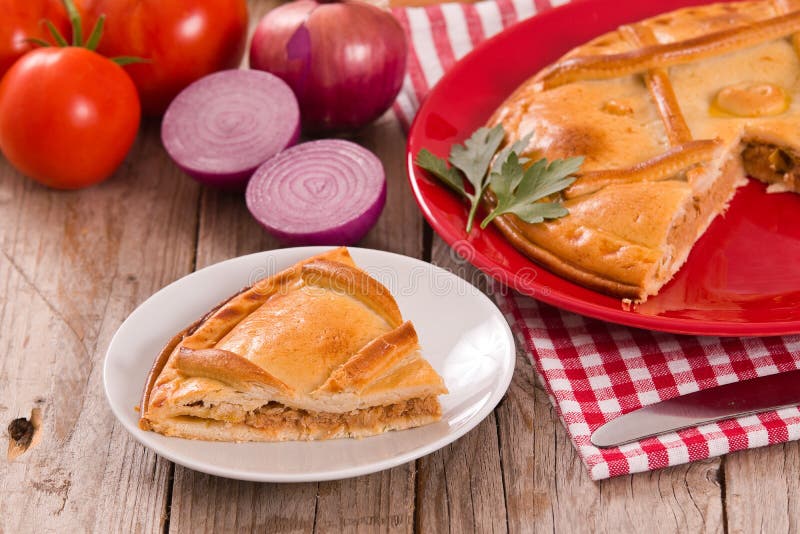 Spanish tuna pie. stock photo. Image of parsley, organic 129121166