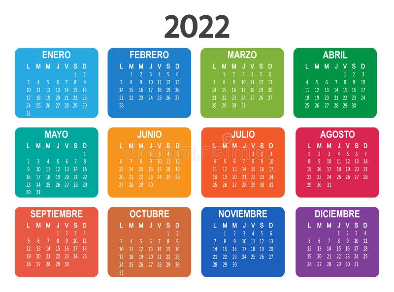 Spanish Calendar 2022 Spanish 2022 Year Calendar. Week Starts On Monday. Vector Stock Vector -  Illustration Of Black, October: 224845210
