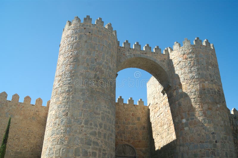 Spanje, de stad van Avila Stadspoorten stock foto's Spanje, de stad van Avila Stadspoorten stock foto's