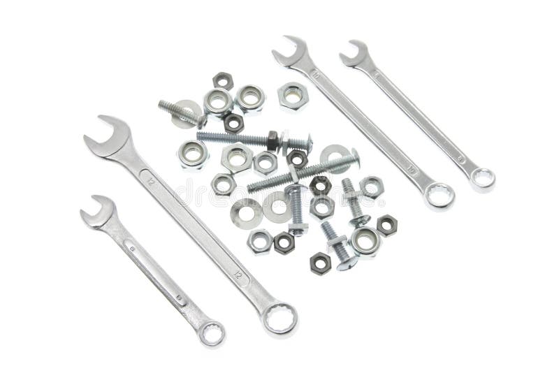 Spanners with Nuts and Bolts stock photo