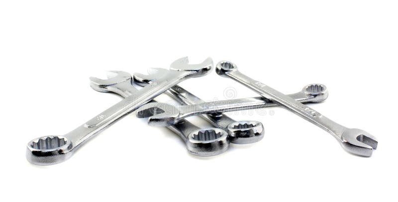 Spanners on white background royalty free stock image