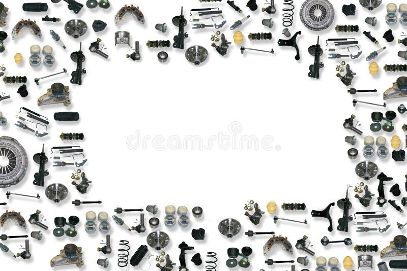 Spare parts car on the white background