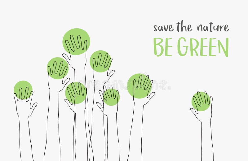 Sparen aard-behalve de wereld Het concept van de ecologie het bericht GROEN IS silhouetten van handen als bomen omhoog worden opg royalty-vrije illustratie Sparen aard-behalve de wereld Het concept van de ecologie het bericht GROEN IS silhouetten van handen als bomen omhoog worden opg royalty-vrije illustratie